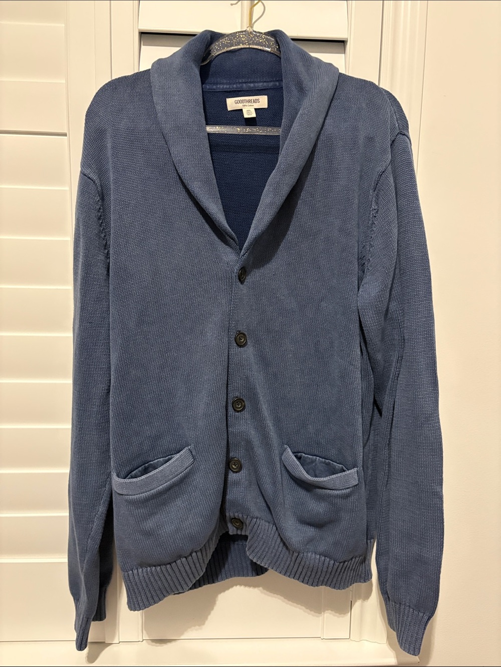 Goodthreads Men's Shawl Collar Button Cardigan Sweater- Dusty Blue XXL tall